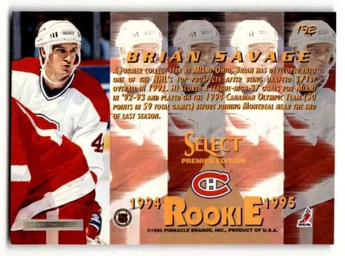 1994 Select #192 Brian Savage Montreal Canadiens Hockey Cards EX/NM ID:57800 - Hockey Card Single