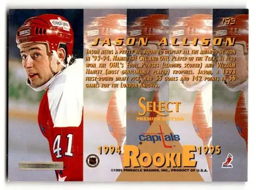 1994 Select #193 Jason Allison Washington Capitals Hockey Cards EX/N ID:57797 - Hockey Card Single
