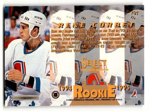1994 Select #197 Rene Corbet Quebec Nordiques Hockey Cards EX/NM ID:57799 - Hockey Card Single