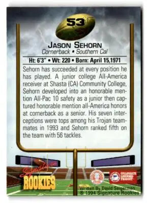 1994 Signature Rookies #53 Jason Sehorn - Football Card Single