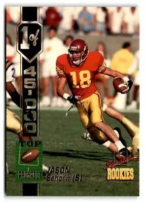 USC player Jason Sehorn running with the ball on a 1994 Signature Rookies trading card