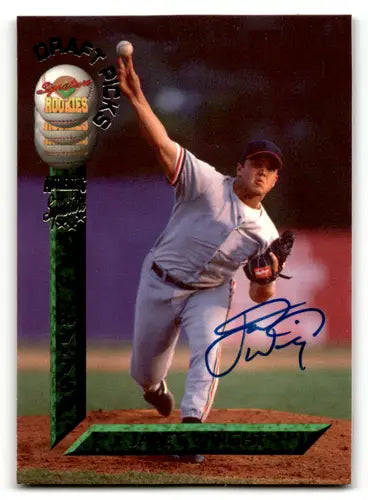 Signed baseball card featuring Jaret Wright from 1994 Signature Rookies Draft Picks