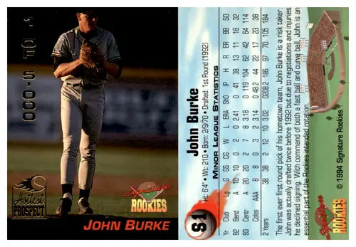 John Burke Signature Rookies baseball card with original gloss from 1994 Signature Rookies