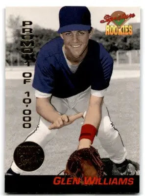 1994 Signature Rookies Promo Glen Williams baseball trading card Atlanta Braves center display