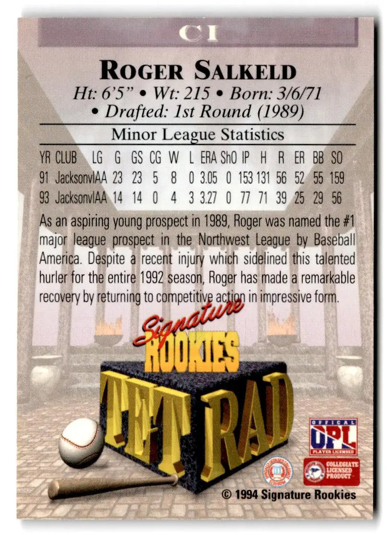1994 Signature Rookies Tetrad #CI Roger Salkeld - Baseball Card Single
