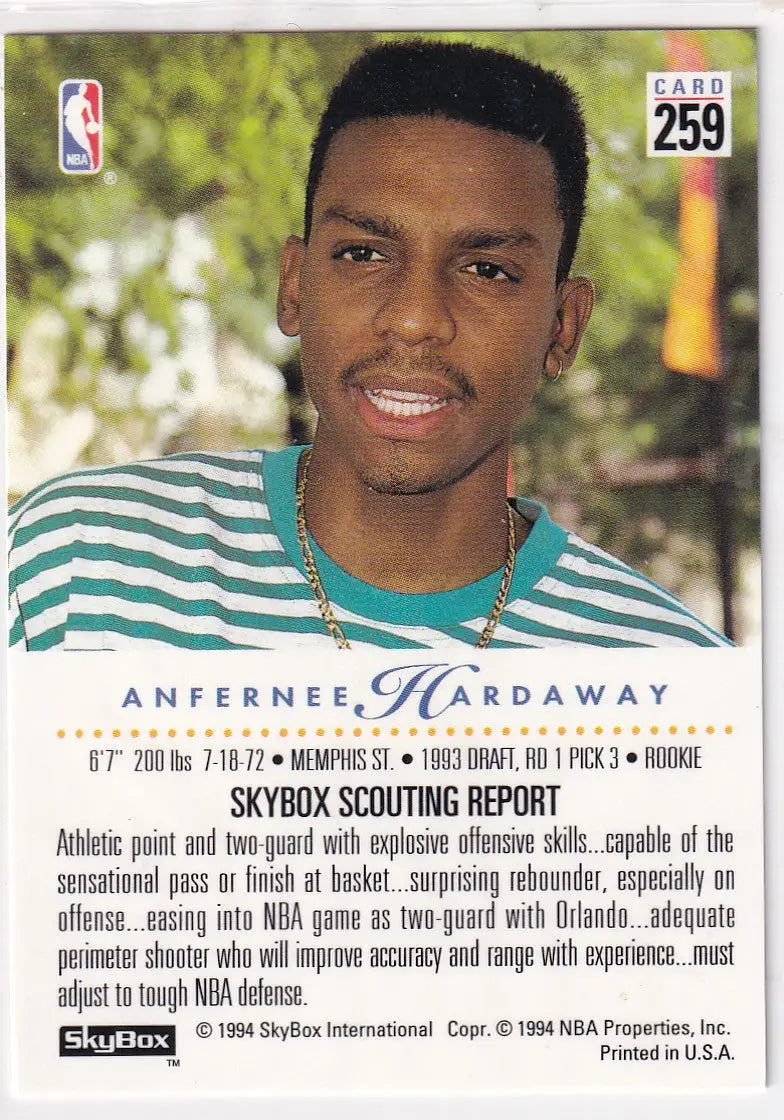 1994 SKYBOX #259 ANFERNEE HARDAWAY- ORLANDO MAGIC