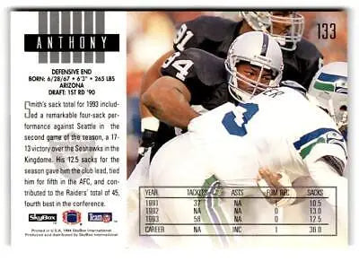 1994 SkyBox Impact #133 Anthony Smith Football Trading Card for collectors