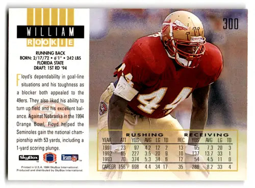 Original gloss SkyBox Impact William Floyd football trading card 1994 rookie NM-MT