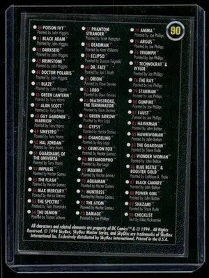 1994 SkyBox Master Series DC Edition Checklist Checklist #90 - DC Card Single