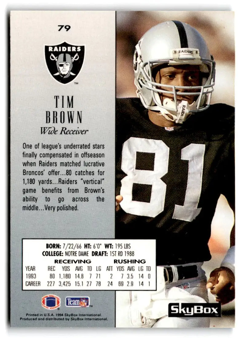 1994 SkyBox Premium #79 Tim Brown - Football Card Single