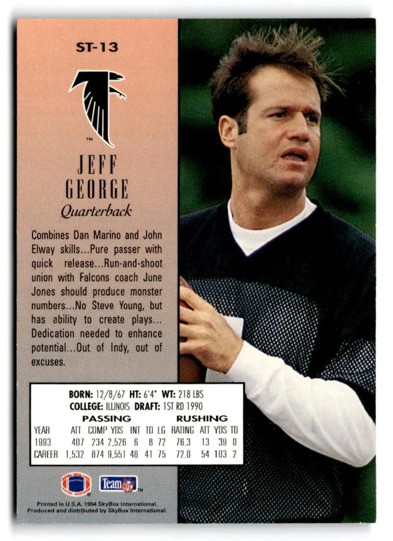 1994 SkyBox Premium #ST-13 Jeff George SkyTech Stars - Football Card Single