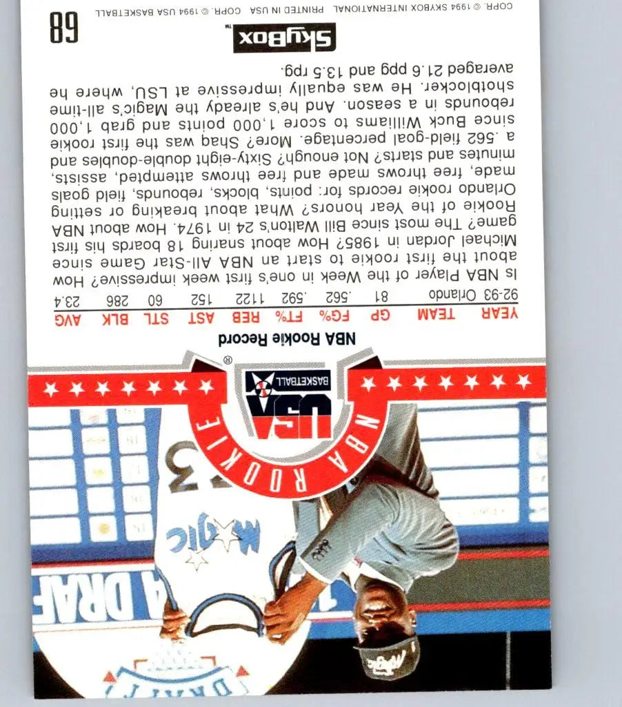 1994 SkyBox USA #68 Shaquille O’Neal - Basketball Card Single