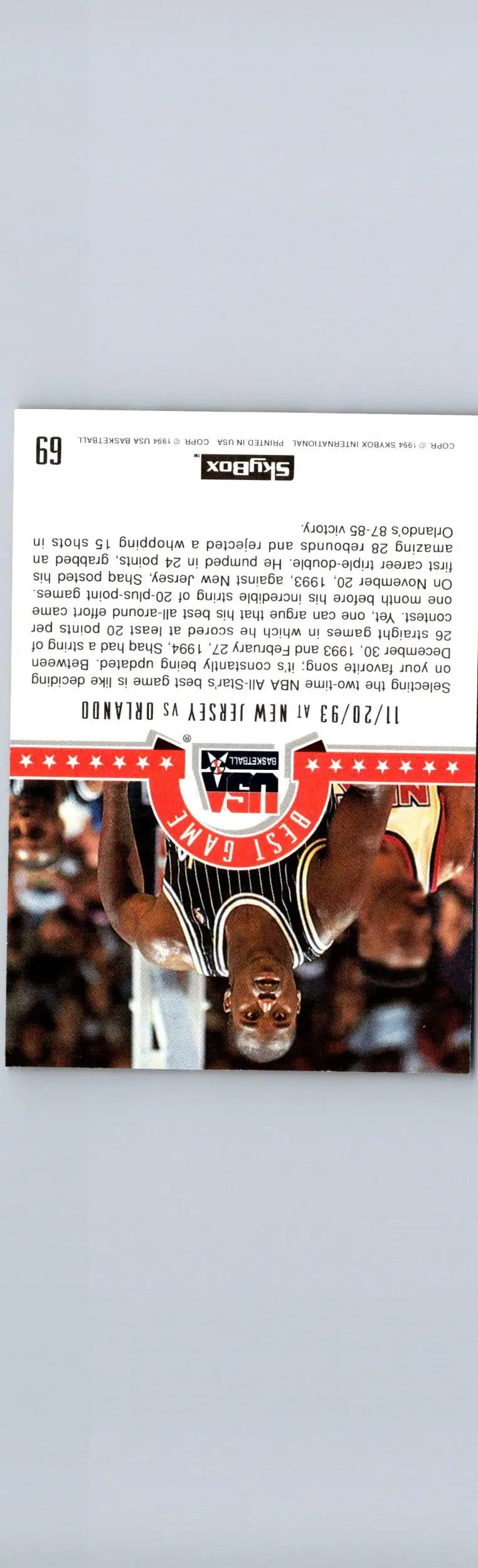 1994 SkyBox USA #69 Shaquille O’Neal - Basketball Card Single