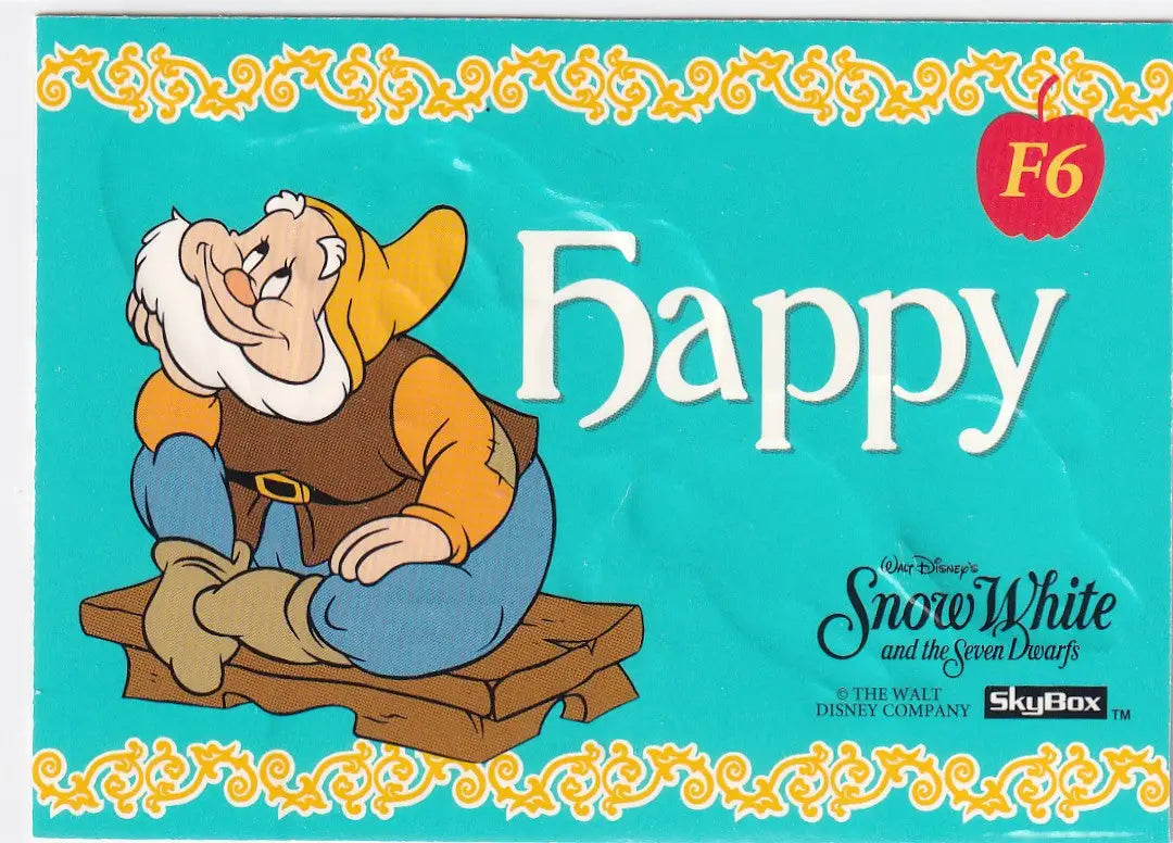 1994 SKYBOX WALT DISNEY SNOW WHITE #F6 HAPPY EMBOSSED- DISNEY