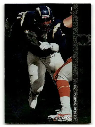 Football player in action from 1994 SP Leslie ONeal San Diego Chargers football card
