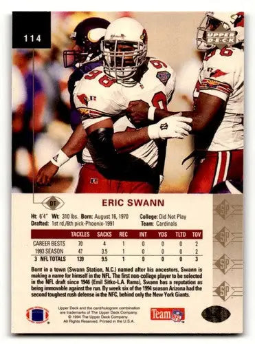 1994 SP Eric Swann Arizona Cardinals football card with original gloss, featuring Eric Swann Arizona