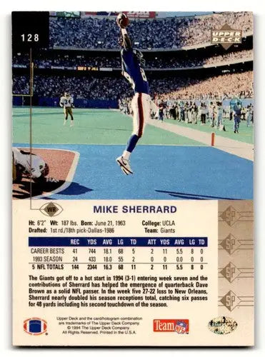 Original gloss Mike Sherrard Giants football card from 1994 SP #128