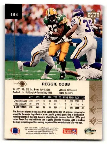 Reggie Cobb Green Bay Packers football card from 1994 SP series featuring Reggie Cobb Green Bay