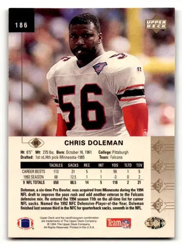 Chris Doleman Atlanta Falcons football card from 1994 SP series in EX/NM condition