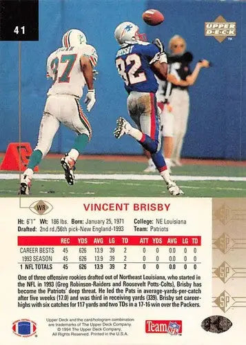1994 SP #41 Vincent Brisby NM-MT Patriots - Football Card Single