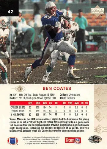 1994 SP #42 Ben Coates NM-MT Patriots - Football Card Single