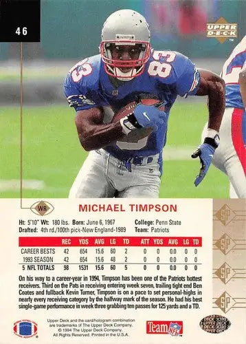1994 SP #46 Michael Timpson NM-MT Patriots - Football Card Single