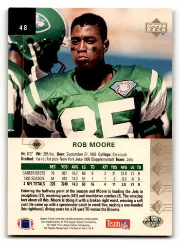 Original gloss 1994 SP Rob Moore New York Jets football card jets football cards