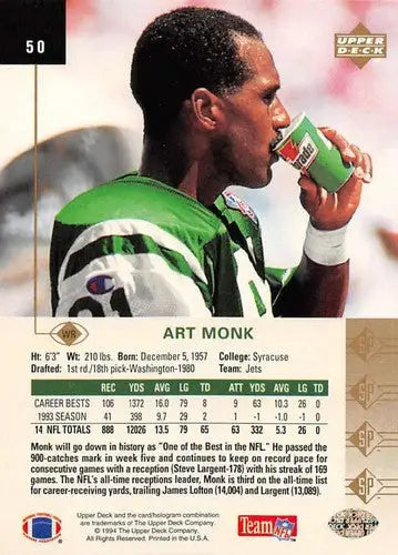 1994 SP #50 Art Monk NM-MT NY Jets - Football Card Single