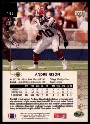 1994 SP Andre Rison 183 Atlanta Falcons