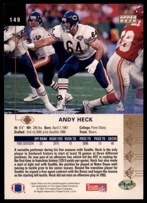 1994 SP Andy Heck 149 Chicago Bears