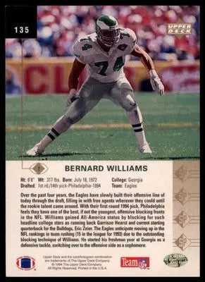 1994 SP Bernard Williams RC 135 Philadelphia Eagles
