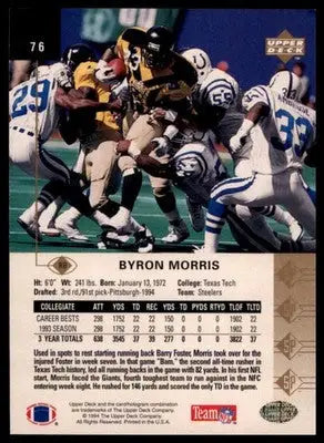 1994 SP Byron Morris RC 76 Pittsburgh Steelers