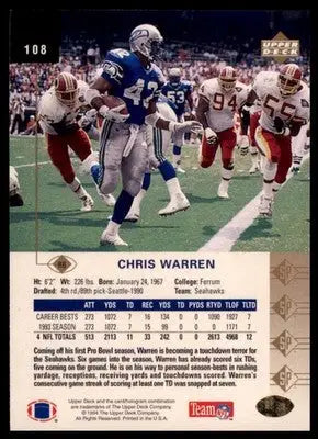 1994 SP Chris Warren 108 Seattle Seahawks