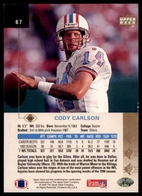 1994 SP Cody Carlson 67 Houston Oilers