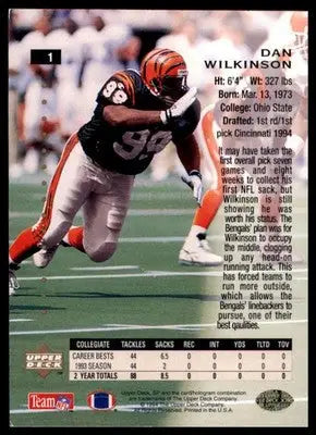 1994 SP Dan Wilkinson RC 1 Cincinnati Bengals
