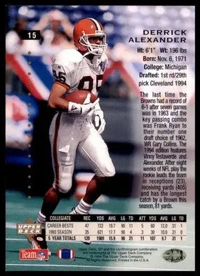 1994 SP Derrick Alexander RC 15 Cleveland Browns
