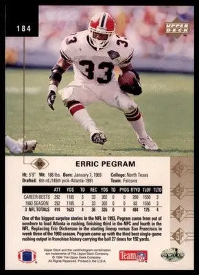 1994 SP Erric Pegram 184 Atlanta Falcons
