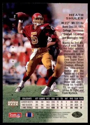 1994 SP Heath Shuler RC 2 Washington Redskins