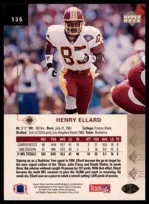 1994 SP Henry Ellard 136 Washington Redskins