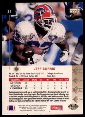 1994 SP Jeff Burris RC 27 Buffalo Bills