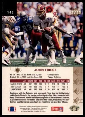 1994 SP John Friesz 140 Washington Redskins
