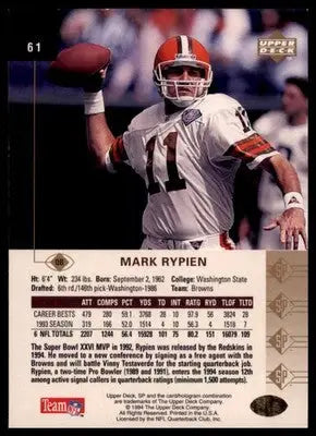 1994 SP Mark Rypien 61 Cleveland Browns