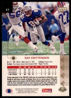 1994 SP Ray Crittenden RC 47 New England Patriots