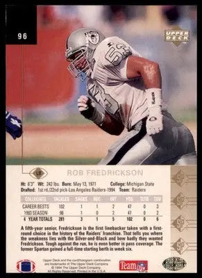 1994 SP Rob Fredrickson RC 96 Los Angeles Raiders