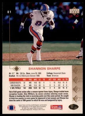 1994 SP Shannon Sharpe 81 Denver Broncos