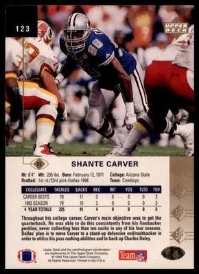 1994 SP Shante Carver RC 123 Dallas Cowboys