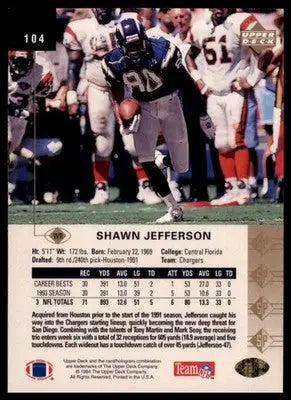 1994 SP Shawn Jefferson 104 San Diego Chargers
