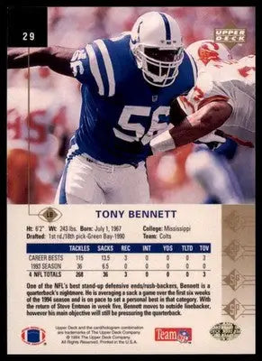 1994 SP Tony Bennett 29 Indianapolis Colts