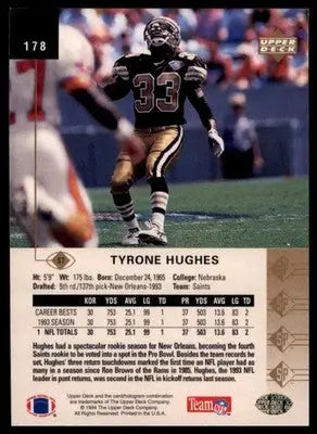 1994 SP Tyrone Hughes 178 New Orleans Saints