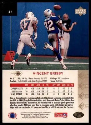 1994 SP Vincent Brisby 41 New England Patriots